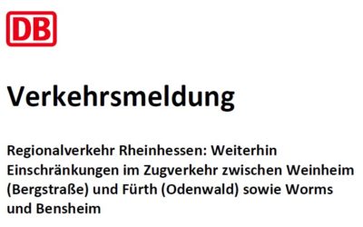Regionalverkehr Rheinhessen: Weiterhin Einschränkungen im Zugverkehr